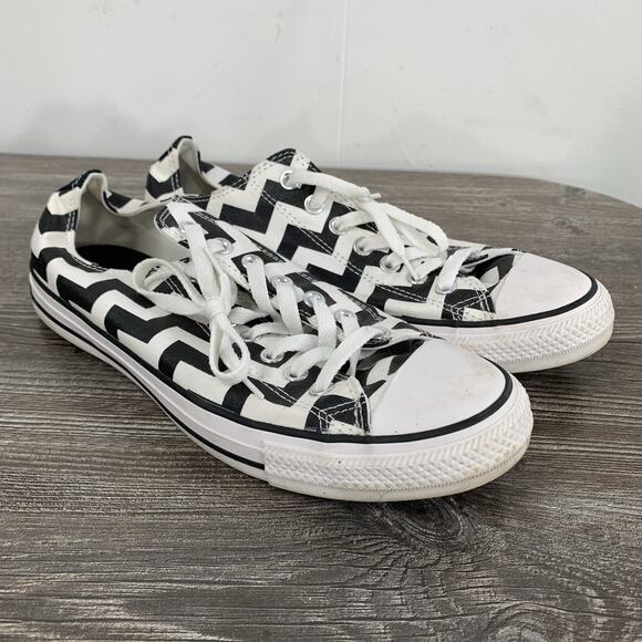 Women's Converse All Star Sneakers Shoes - Size 11 - Black / White Zig-Zag - Picture 1 of 14